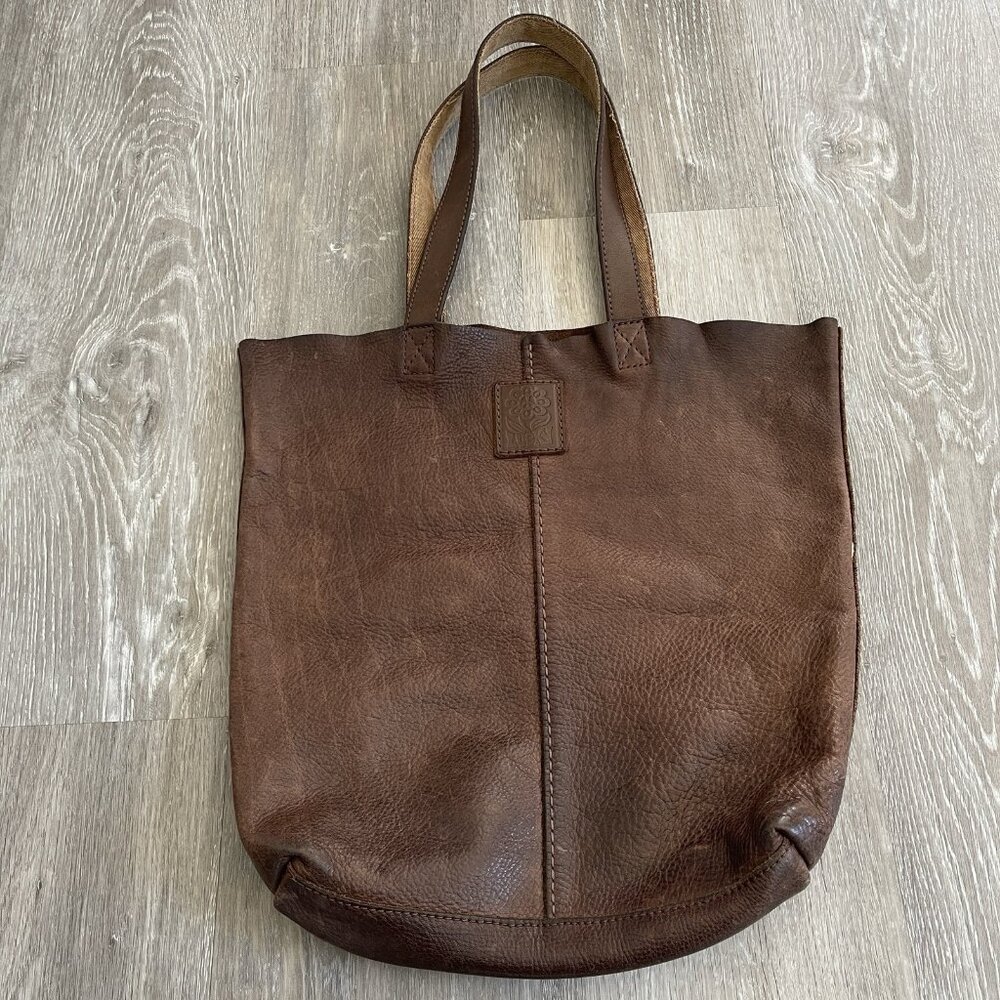 Lucky Brand Leather Distressed Tote Hobo Shoulder Bag Y2K Boho
